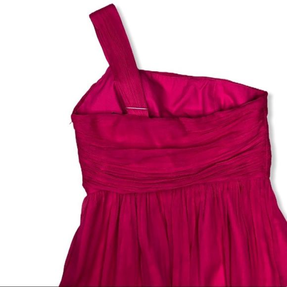 J Crew Lucienne One Shoulder Hot Pink Silk Chiffon Dress NWT size 8 Petite - Picture 5 of 11